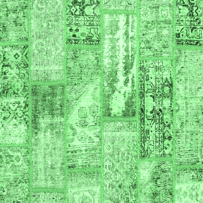 Machine Washable Patchwork Emerald Green Transitional Area Rugs, wshcon2972emgrn