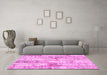 Machine Washable Patchwork Pink Transitional Rug in a Living Room, wshcon2972pnk