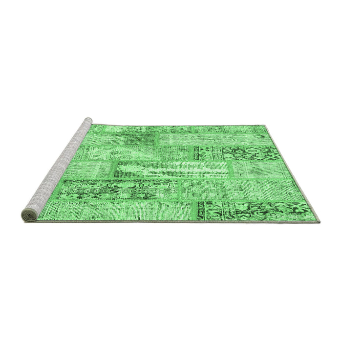 Sideview of Machine Washable Patchwork Emerald Green Transitional Area Rugs, wshcon2972emgrn
