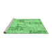 Sideview of Machine Washable Patchwork Emerald Green Transitional Area Rugs, wshcon2972emgrn