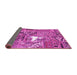 Sideview of Patchwork Pink Transitional Rug, con2973pnk