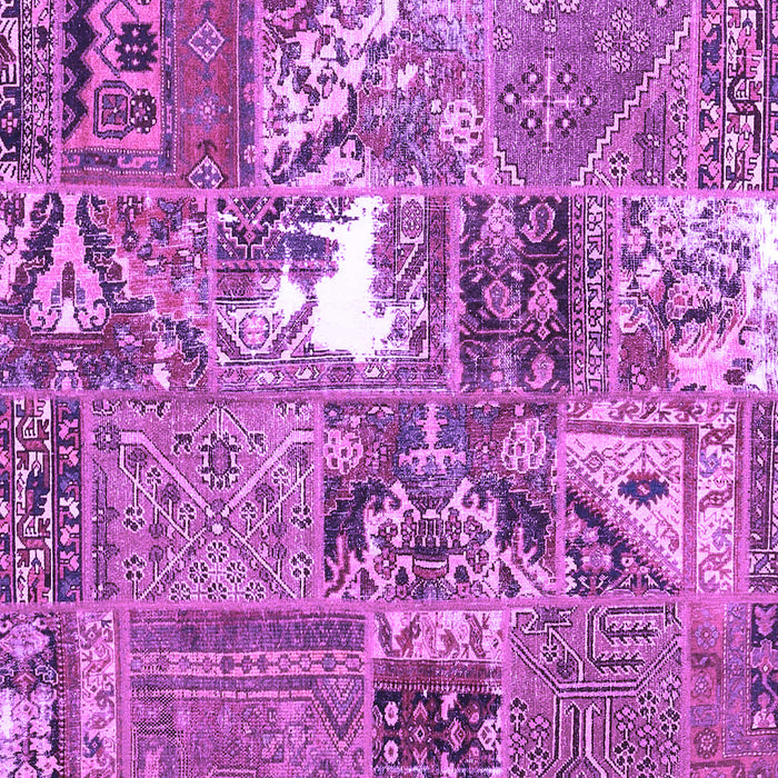 Square Machine Washable Patchwork Purple Transitional Area Rugs, wshcon2973pur