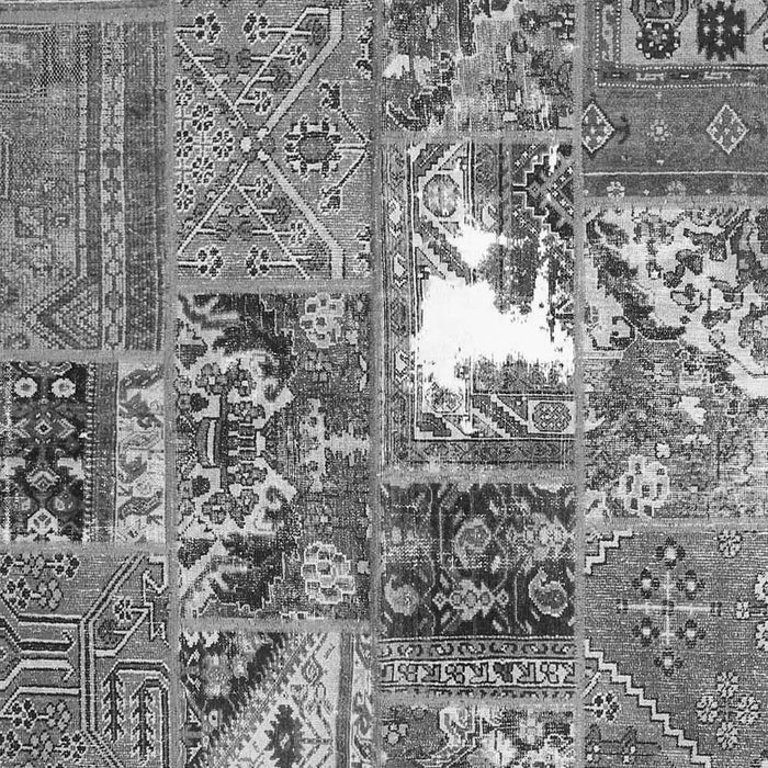 Serging Thickness of Machine Washable Patchwork Gray Transitional Rug, wshcon2973gry