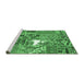 Sideview of Machine Washable Patchwork Emerald Green Transitional Area Rugs, wshcon2973emgrn
