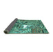 Sideview of Patchwork Turquoise Transitional Rug, con2973turq