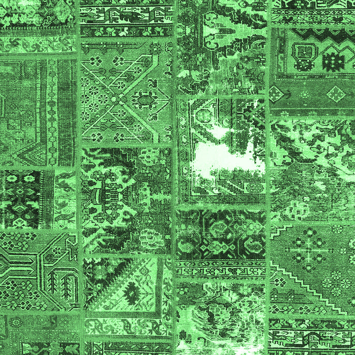 Square Machine Washable Patchwork Emerald Green Transitional Area Rugs, wshcon2973emgrn