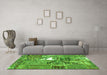 Machine Washable Patchwork Green Transitional Area Rugs in a Living Room,, wshcon2973grn