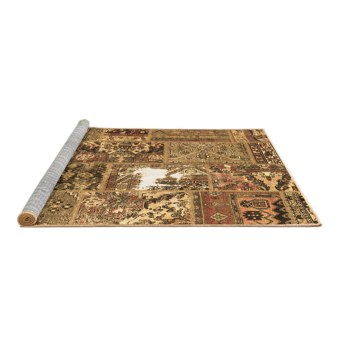 Sideview of Machine Washable Patchwork Brown Transitional Rug, wshcon2973brn