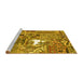 Sideview of Machine Washable Patchwork Yellow Transitional Rug, wshcon2973yw