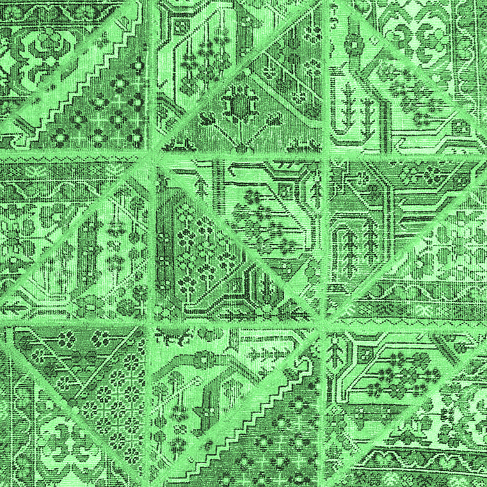 Square Machine Washable Patchwork Emerald Green Transitional Area Rugs, wshcon2974emgrn