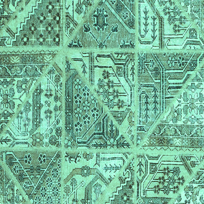 Machine Washable Patchwork Turquoise Transitional Area Rugs, wshcon2974turq