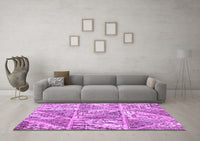 Machine Washable Patchwork Purple Transitional Rug, wshcon2974pur