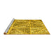 Sideview of Machine Washable Patchwork Yellow Transitional Rug, wshcon2974yw