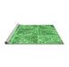 Sideview of Machine Washable Patchwork Emerald Green Transitional Area Rugs, wshcon2974emgrn