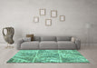 Machine Washable Patchwork Turquoise Transitional Area Rugs in a Living Room,, wshcon2974turq