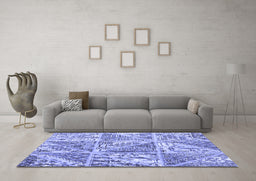 Machine Washable Patchwork Blue Transitional Rug in a Living Room, wshcon2974blu
