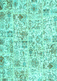 Patchwork Turquoise Transitional Rug, con2975turq