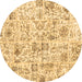 Round Patchwork Brown Transitional Rug, con2975brn