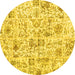 Round Patchwork Yellow Transitional Rug, con2975yw