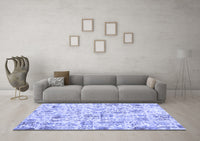 Machine Washable Patchwork Blue Transitional Rug, wshcon2975blu