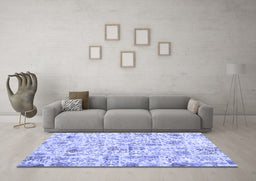 Machine Washable Patchwork Blue Transitional Rug in a Living Room, wshcon2975blu