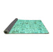 Sideview of Patchwork Turquoise Transitional Rug, con2975turq