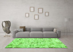 Machine Washable Patchwork Green Transitional Area Rugs in a Living Room,, wshcon2975grn