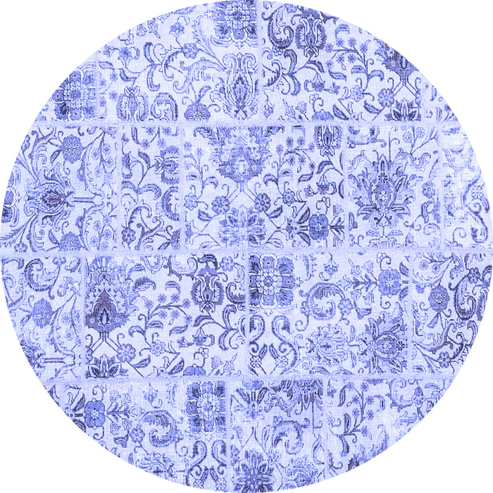 Round Patchwork Blue Transitional Rug, con2975blu