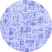 Round Patchwork Blue Transitional Rug, con2975blu