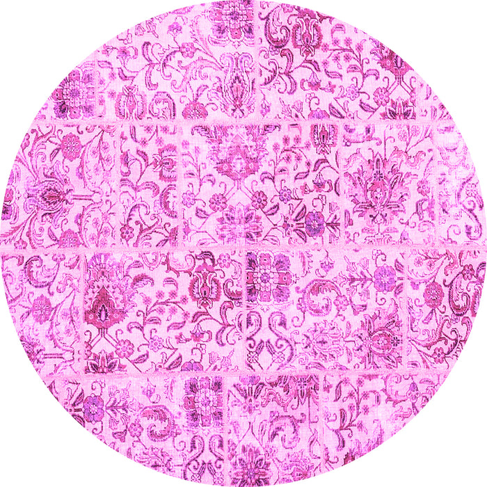 Round Patchwork Pink Transitional Rug, con2975pnk