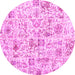 Round Patchwork Pink Transitional Rug, con2975pnk