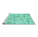 Sideview of Machine Washable Patchwork Turquoise Transitional Area Rugs, wshcon2975turq