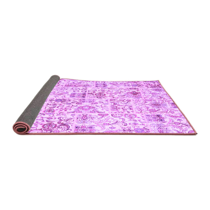 Sideview of Patchwork Purple Transitional Rug, con2975pur