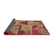 Thickness of Contemporary Red Patchwork Rug, con2976