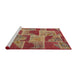 Serging Thickness of Machine Washable Contemporary Red Rug, wshcon2976