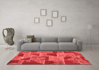 Machine Washable Patchwork Red Transitional Rug, wshcon2976red