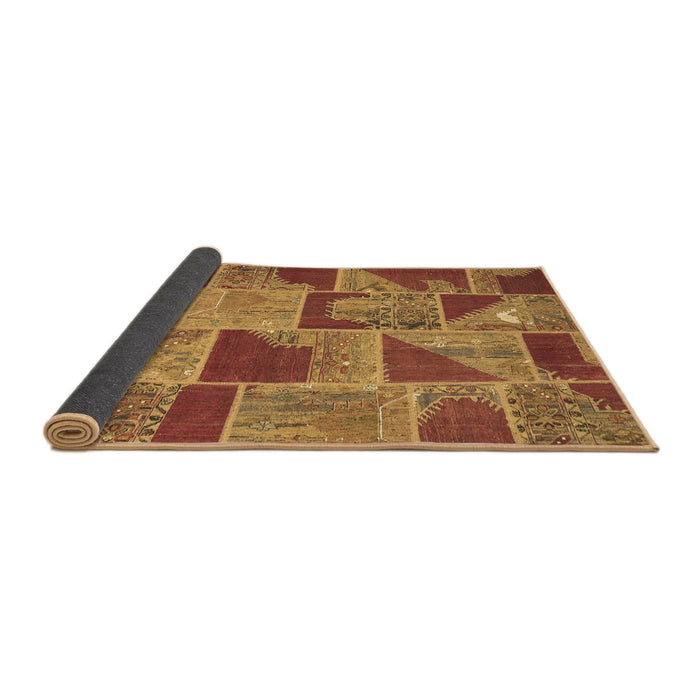 Sideview of Patchwork Brown Transitional Rug, con2976brn