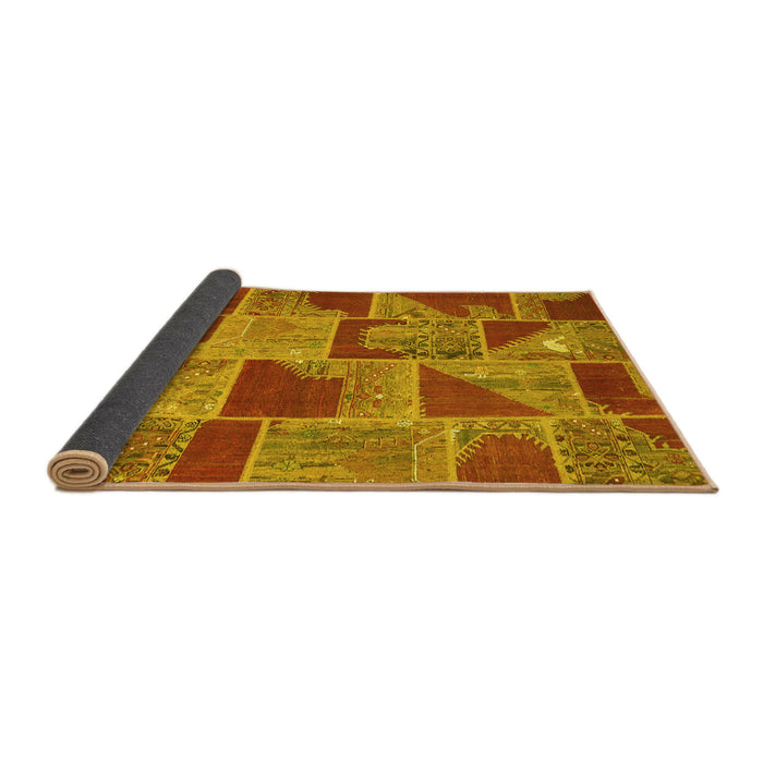 Sideview of Patchwork Yellow Transitional Rug, con2976yw