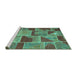 Sideview of Machine Washable Patchwork Turquoise Transitional Area Rugs, wshcon2976turq