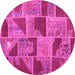 Round Patchwork Pink Transitional Rug, con2976pnk