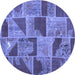 Round Patchwork Blue Transitional Rug, con2976blu