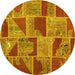 Round Patchwork Yellow Transitional Rug, con2976yw