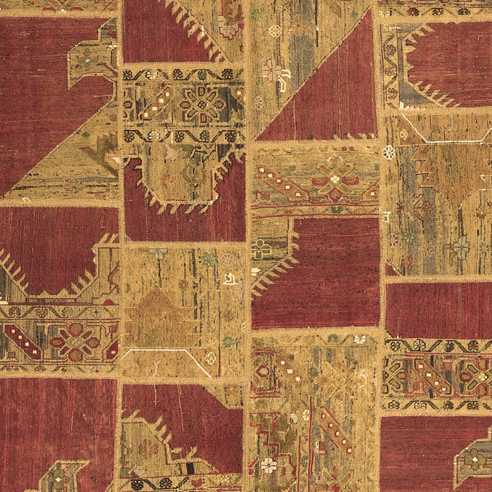 Machine Washable Patchwork Brown Transitional Rug, wshcon2976brn