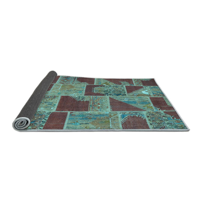 Sideview of Patchwork Light Blue Transitional Rug, con2976lblu