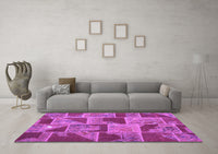 Machine Washable Patchwork Purple Transitional Rug, wshcon2976pur