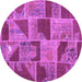 Round Patchwork Purple Transitional Rug, con2976pur