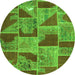 Square Patchwork Green Transitional Rug, con2976grn