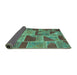 Sideview of Patchwork Turquoise Transitional Rug, con2976turq