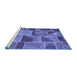 Sideview of Machine Washable Patchwork Blue Transitional Rug, wshcon2976blu