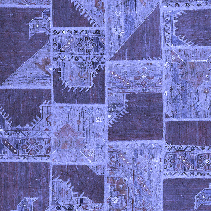Machine Washable Patchwork Blue Transitional Rug, wshcon2976blu